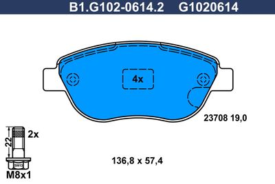 B1G10206142 GALFER Комплект тормозных колодок, дисковый тормоз