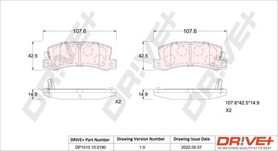 DP1010100190 Dr!ve+ Комплект тормозных колодок, дисковый тормоз