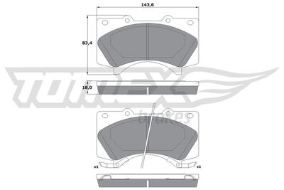 TX1777 TOMEX Brakes Комплект тормозных колодок, дисковый тормоз