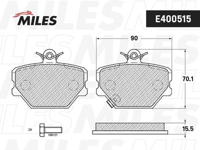 E400515 MILES Комплект тормозных колодок, дисковый тормоз