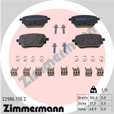 229861702 ZIMMERMANN Комплект тормозных колодок, дисковый тормоз