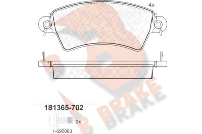 RB1365702 R BRAKE Комплект тормозных колодок, дисковый тормоз