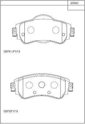 KD7451 ASIMCO Комплект тормозных колодок, дисковый тормоз