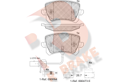 RB1857203 R BRAKE Комплект тормозных колодок, дисковый тормоз