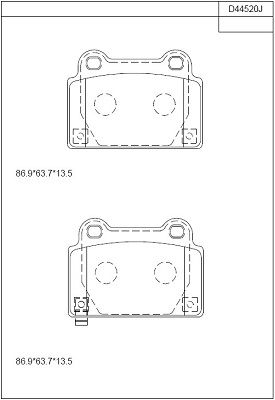 KD44520 ASIMCO Комплект тормозных колодок, дисковый тормоз