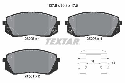 2520501 TEXTAR Комплект тормозных колодок, дисковый тормоз