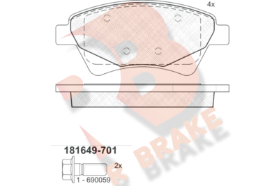 RB1649701 R BRAKE Комплект тормозных колодок, дисковый тормоз