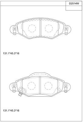 KD2514W ASIMCO Комплект тормозных колодок, дисковый тормоз