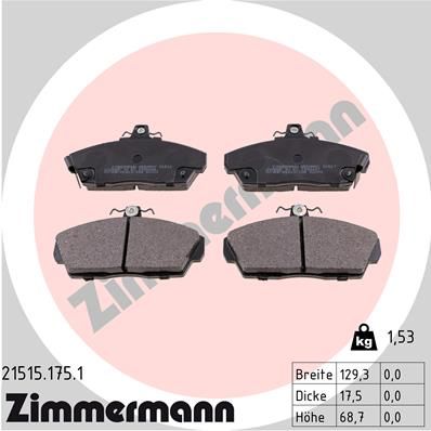 215151751 ZIMMERMANN Комплект тормозных колодок, дисковый тормоз