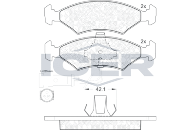 181230 ICER Комплект тормозных колодок, дисковый тормоз