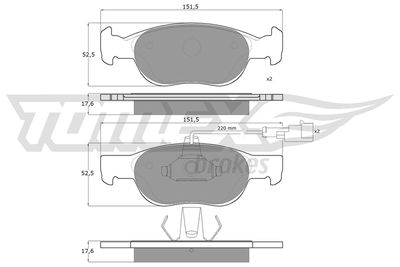 TX10711 TOMEX Brakes Комплект тормозных колодок, дисковый тормоз