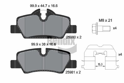 BPD1118 BENDIX Braking Комплект тормозных колодок, дисковый тормоз