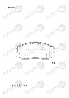 KD4019 ASIMCO Комплект тормозных колодок, дисковый тормоз