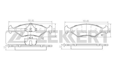 BS2853 ZEKKERT Комплект тормозных колодок, дисковый тормоз