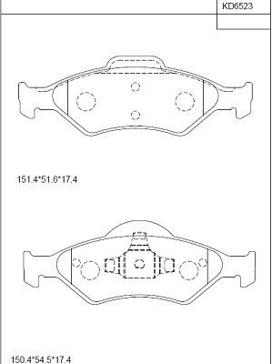 KD6523 ASIMCO Комплект тормозных колодок, дисковый тормоз