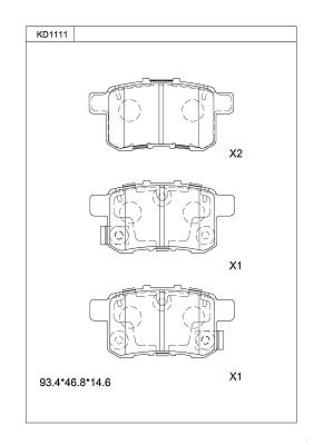 KD1111 ASIMCO Комплект тормозных колодок, дисковый тормоз