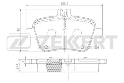 BS2949 ZEKKERT Комплект тормозных колодок, дисковый тормоз