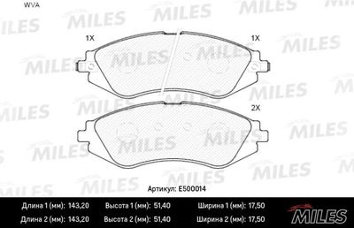 E500014 MILES Комплект тормозных колодок, дисковый тормоз