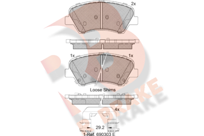 RB2029 R BRAKE Комплект тормозных колодок, дисковый тормоз