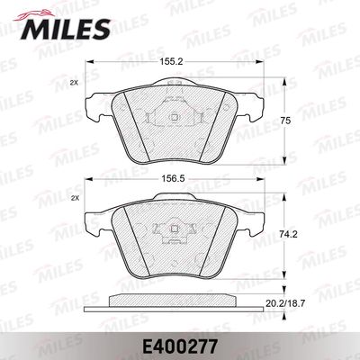 E400277 MILES Комплект тормозных колодок, дисковый тормоз