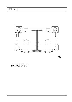 KD9128 ASIMCO Комплект тормозных колодок, дисковый тормоз