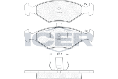 181596 ICER Комплект тормозных колодок, дисковый тормоз