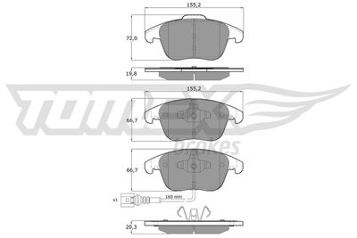 TX1582 TOMEX Brakes Комплект тормозных колодок, дисковый тормоз