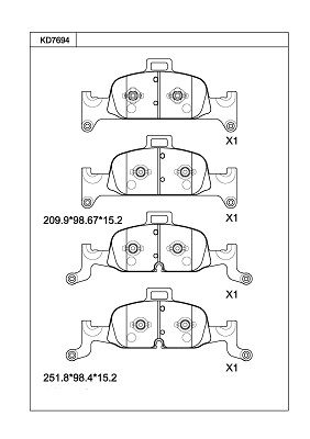 KD7694 ASIMCO Комплект тормозных колодок, дисковый тормоз