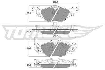 TX1221 TOMEX Brakes Комплект тормозных колодок, дисковый тормоз