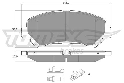 TX1597 TOMEX Brakes Комплект тормозных колодок, дисковый тормоз