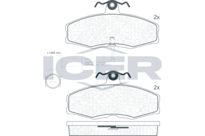 180414 ICER Комплект тормозных колодок, дисковый тормоз