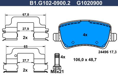 B1G10209002 GALFER Комплект тормозных колодок, дисковый тормоз