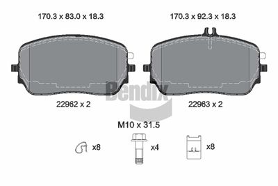 BPD2476 BENDIX Braking Комплект тормозных колодок, дисковый тормоз