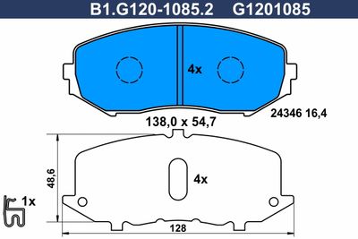 B1G12010852 GALFER Комплект тормозных колодок, дисковый тормоз