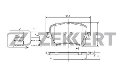 BS1168 ZEKKERT Комплект тормозных колодок, дисковый тормоз