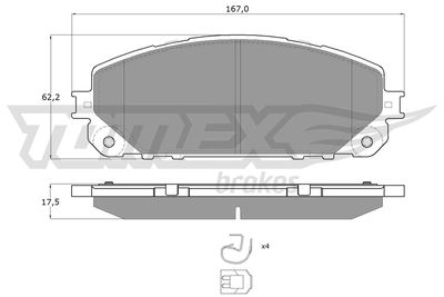 TX1880 TOMEX Brakes Комплект тормозных колодок, дисковый тормоз