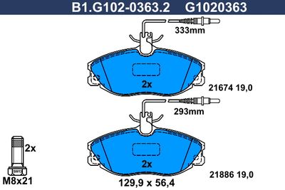 B1G10203632 GALFER Комплект тормозных колодок, дисковый тормоз