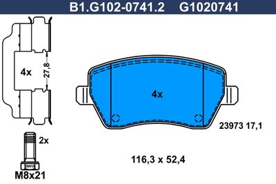 B1G10207412 GALFER Комплект тормозных колодок, дисковый тормоз