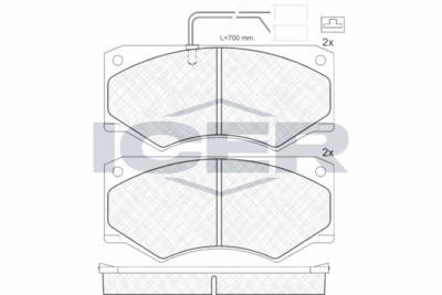 140964 ICER Комплект тормозных колодок, дисковый тормоз