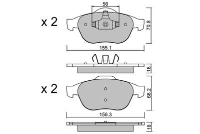 BPRE1026 AISIN Комплект тормозных колодок, дисковый тормоз