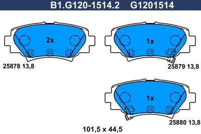 B1G12015142 GALFER Комплект тормозных колодок, дисковый тормоз