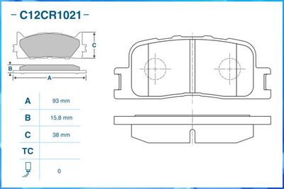 C12CR1021 CWORKS Комплект тормозных колодок, дисковый тормоз