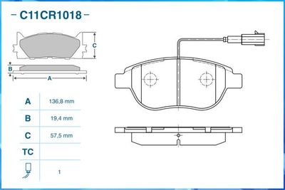 C11CR1018 CWORKS Комплект тормозных колодок, дисковый тормоз