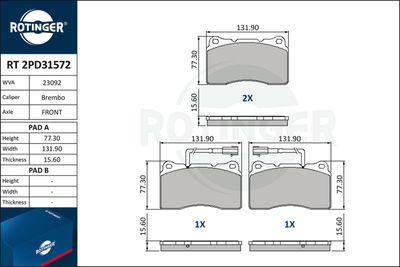 RT2PD31572 ROTINGER Комплект тормозных колодок, дисковый тормоз