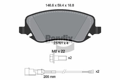 BPD2040 BENDIX Braking Комплект тормозных колодок, дисковый тормоз