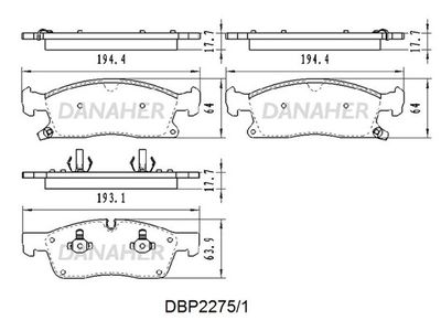 DBP22751 DANAHER Комплект тормозных колодок, дисковый тормоз