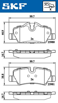 VKBP90124 SKF Комплект тормозных колодок, дисковый тормоз