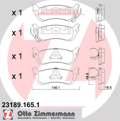 231891651 ZIMMERMANN Комплект тормозных колодок, дисковый тормоз