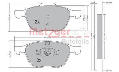 1170008 METZGER Комплект тормозных колодок, дисковый тормоз