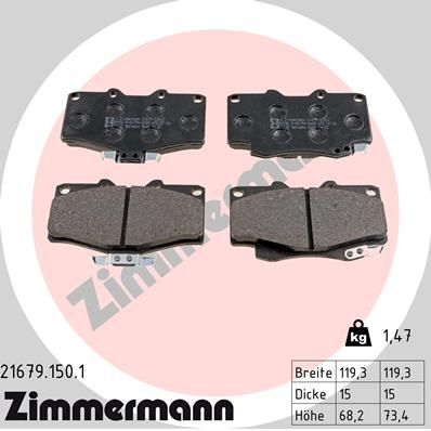 216791501 ZIMMERMANN Комплект тормозных колодок, дисковый тормоз